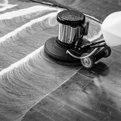 resilient vinyl floor maintenance technician cleaning vinyl floors
