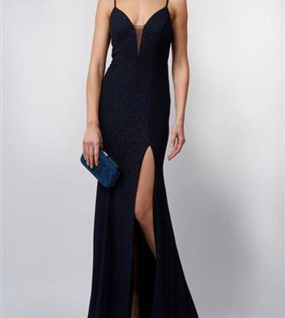open lace back dress Mascara MC182509 Black  The Dress Studio