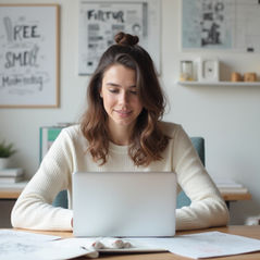 "Young creative freelancer confidently sending an invoice for design work, surrounded by digital tools."          Ask ChatGPT