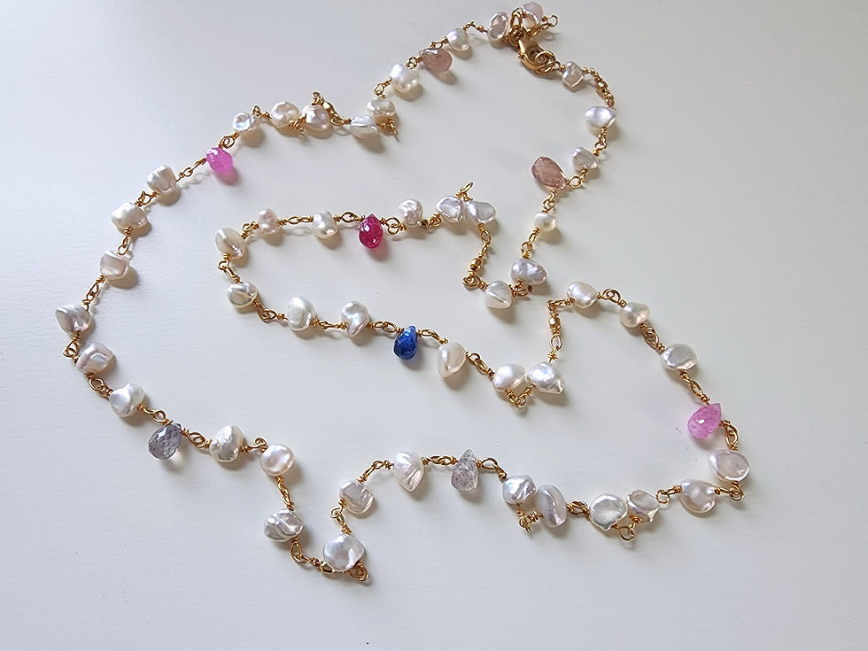 Thumbnail: Keshi Pearls with Multi Sapphires