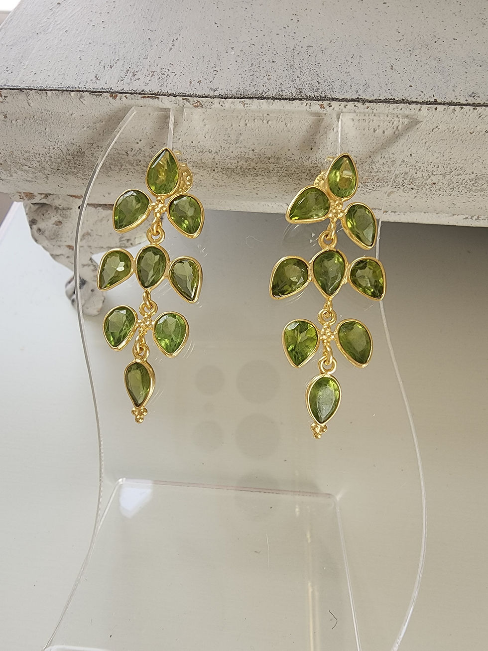 Thumbnail: Faceted Peridot Chandelier Post Earrings