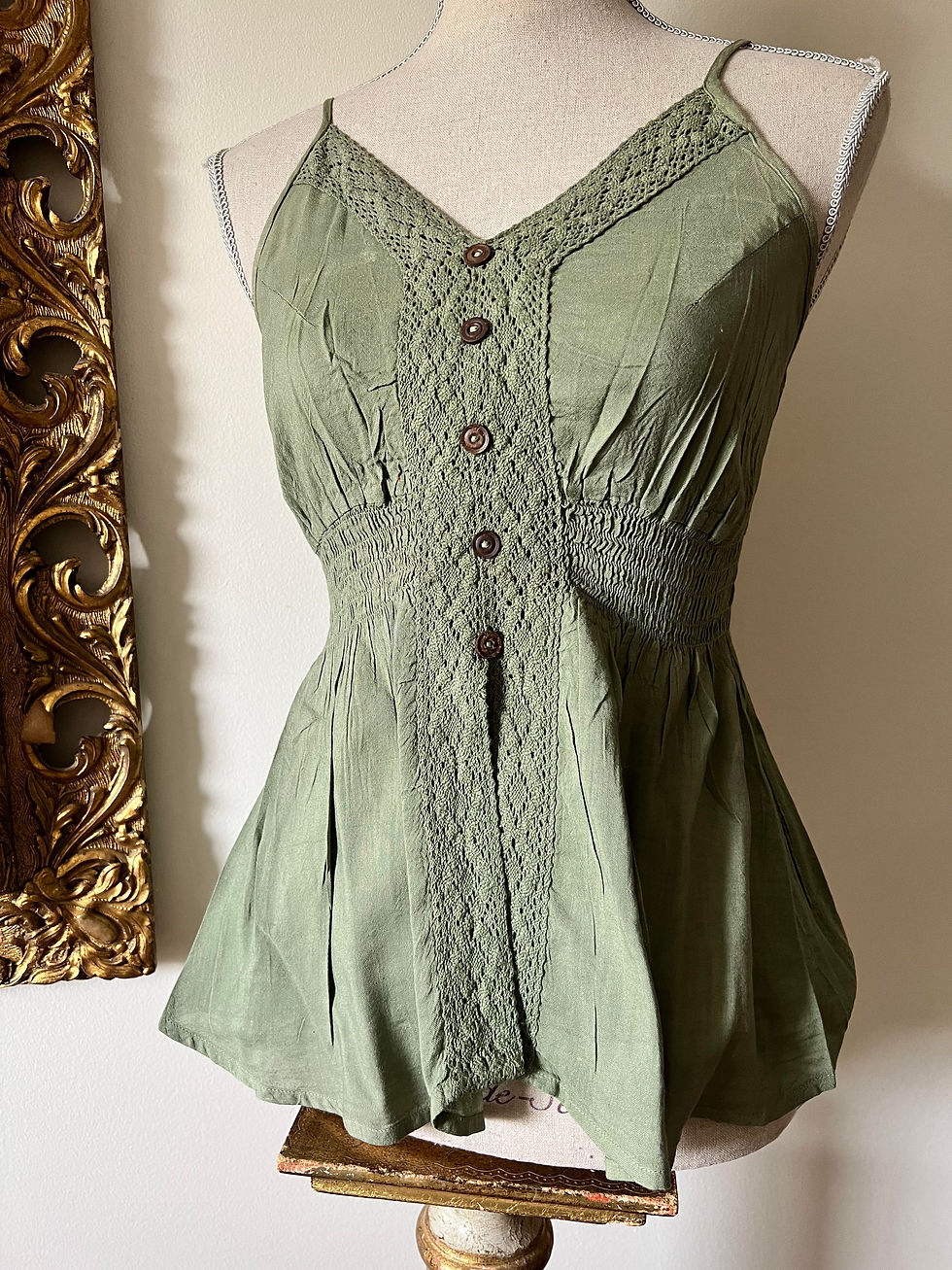 Thumbnail: Elastic Waist Lace Panel Top
