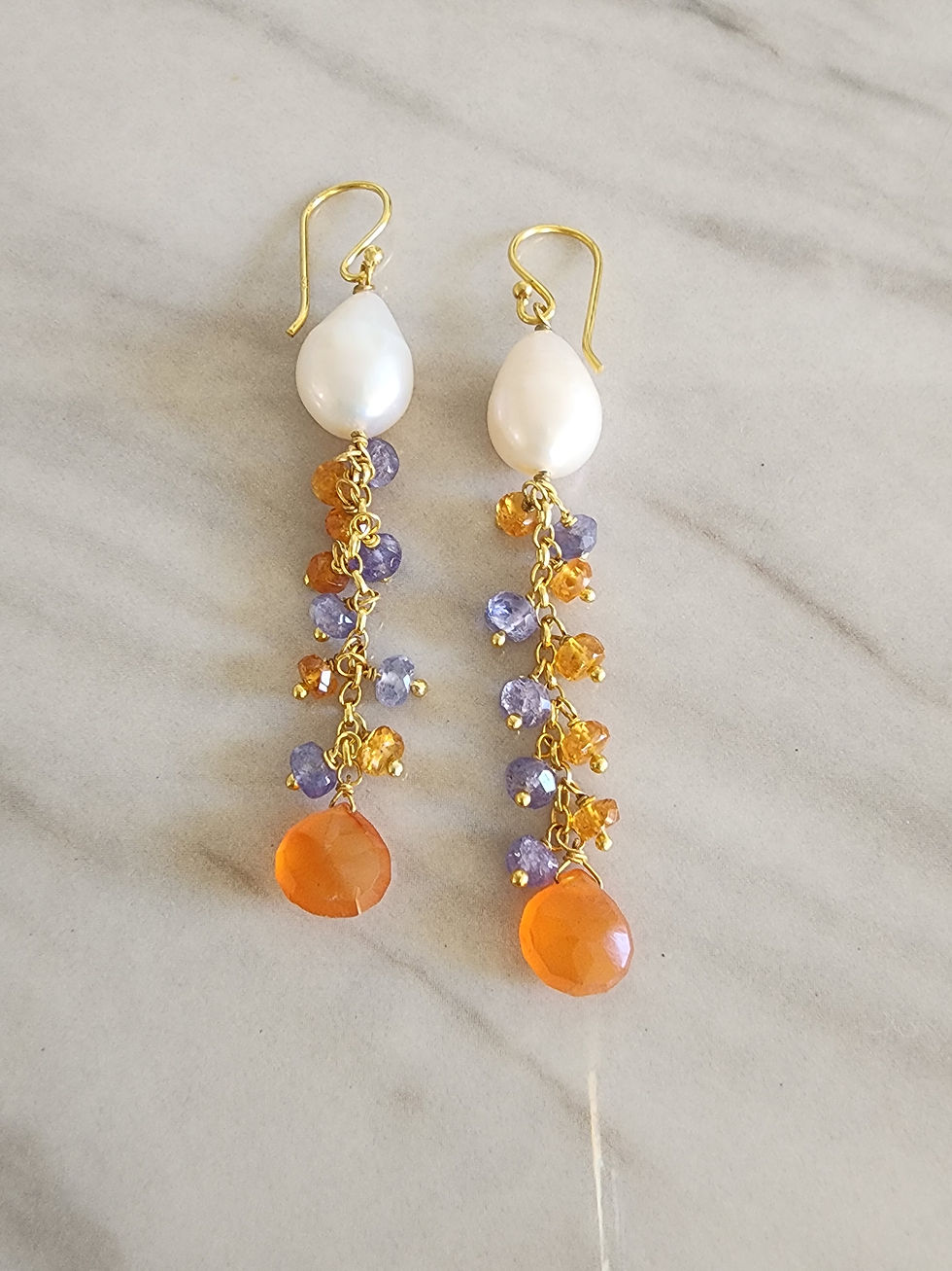 Thumbnail: Freshwater Pearl  with Tanzanite and Carnelian Gmstones