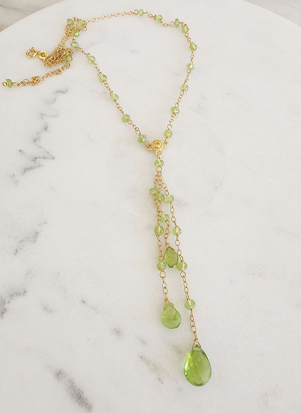 Thumbnail: Faceted Peridot Lariet Style Necklace