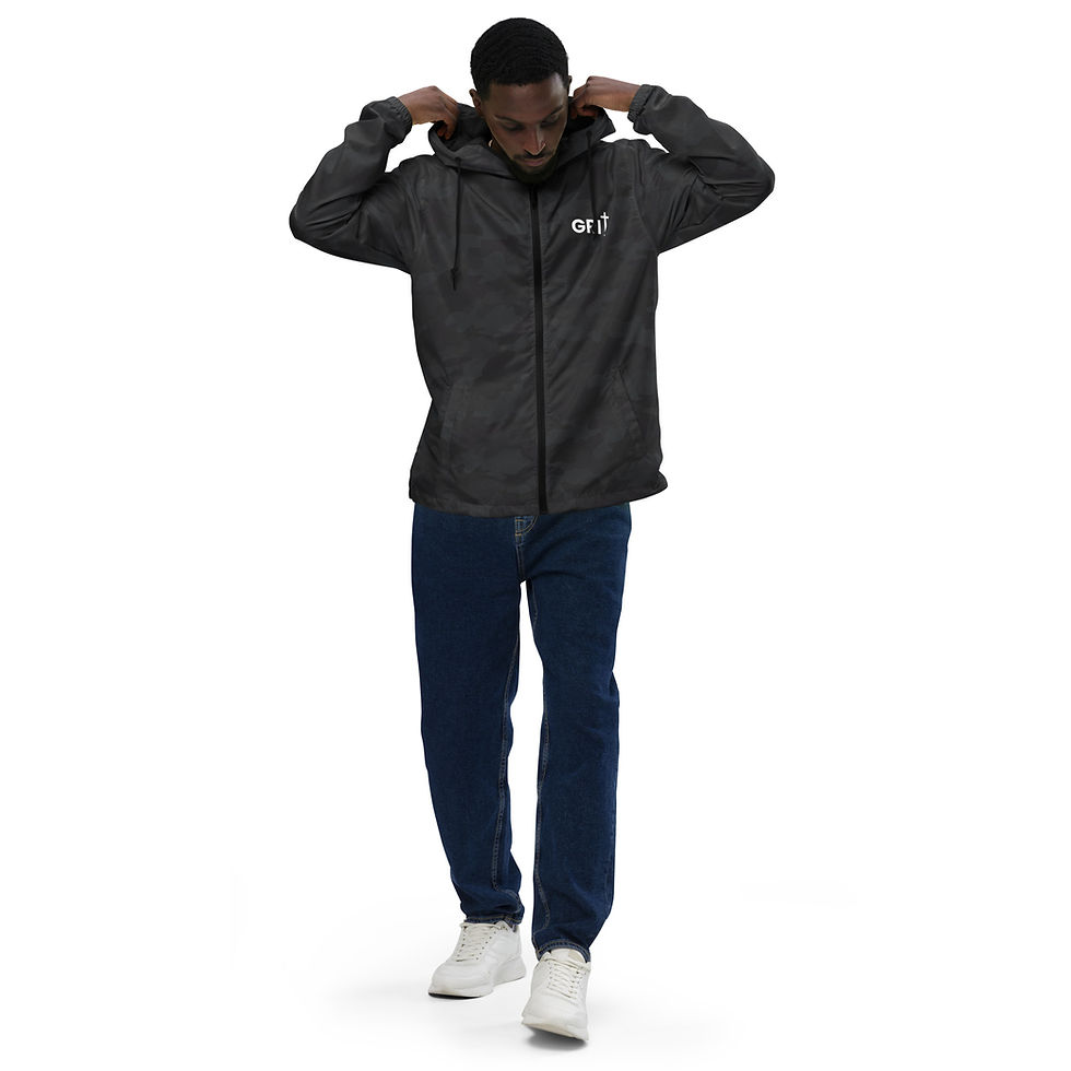 Thumbnail: Unisex lightweight zip up windbreaker - Faith - White Text