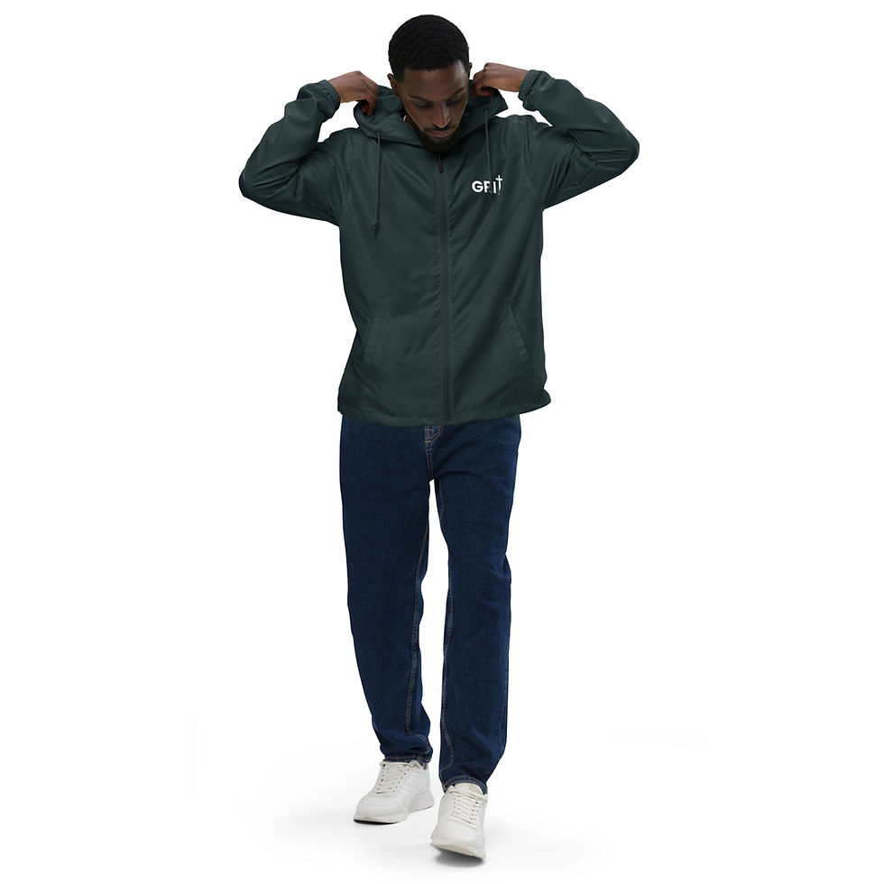 Thumbnail: Unisex lightweight zip up windbreaker - Faith - White Text