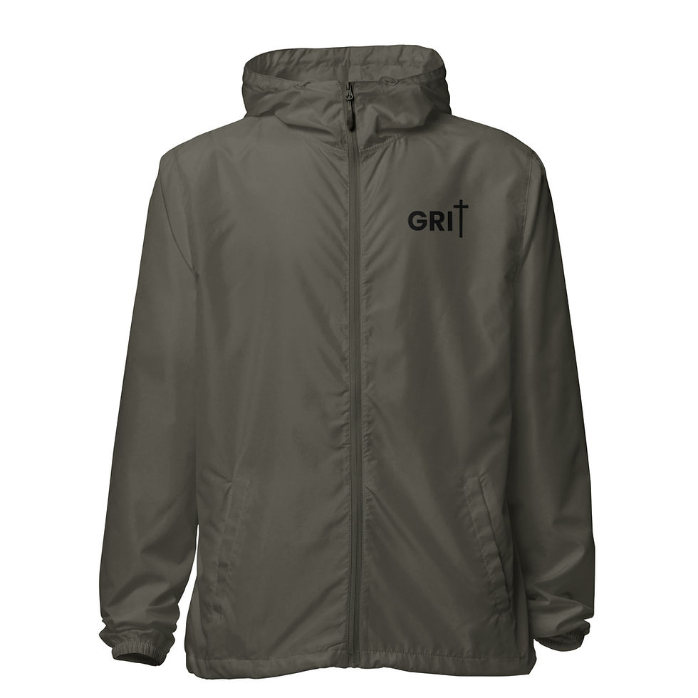 Thumbnail: Unisex lightweight zip up windbreaker - Faith - Black Text