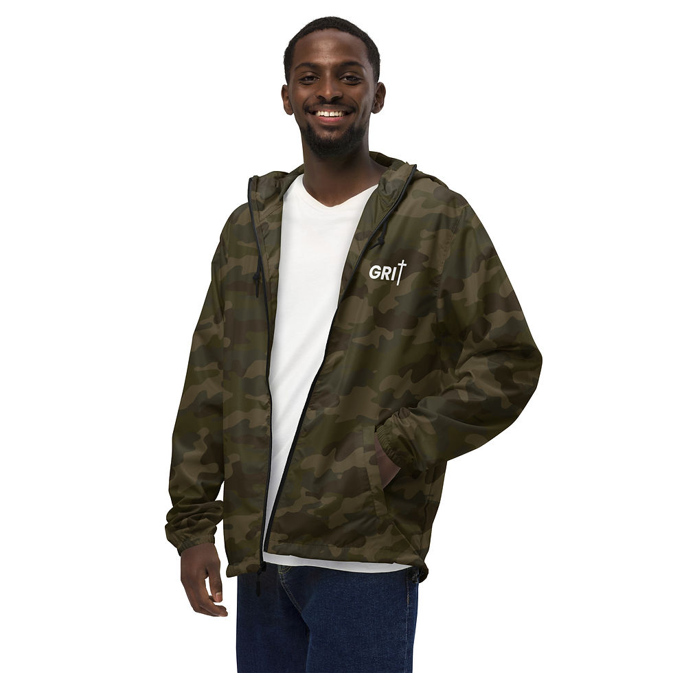 Thumbnail: Unisex lightweight zip up windbreaker - Faith - White Text