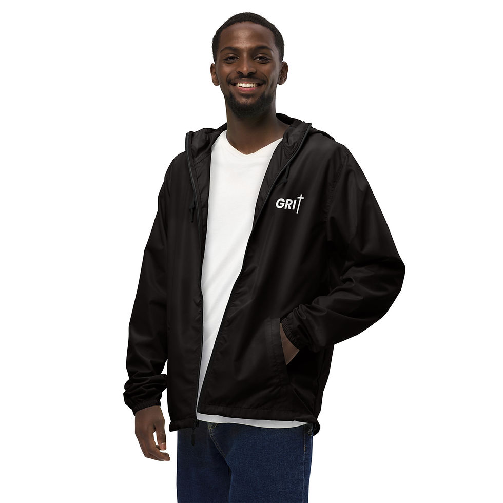 Thumbnail: Unisex lightweight zip up windbreaker - Faith - White Text