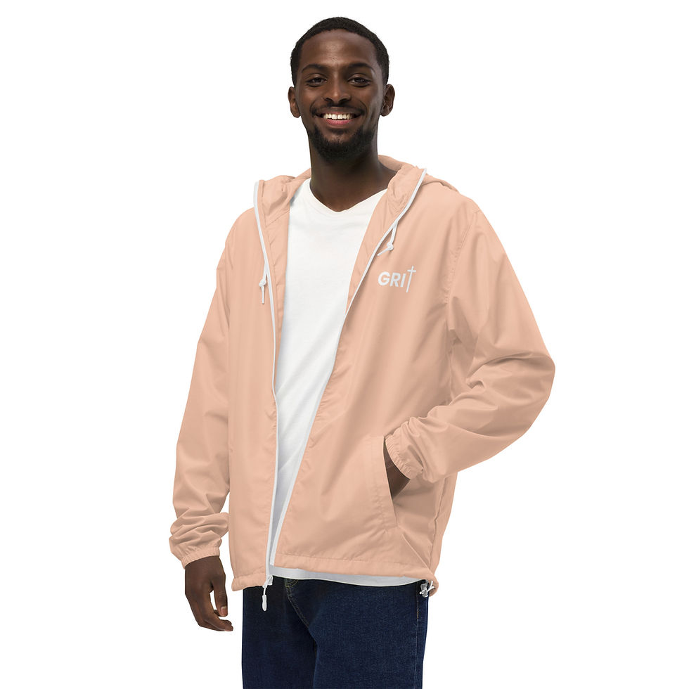 Thumbnail: Unisex lightweight zip up windbreaker - Faith - White Text