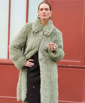 Lusciously light, ethical wool faux Fur coat in a Balmacaan silhouette. Made in Italy with responsibly sourced wool.
