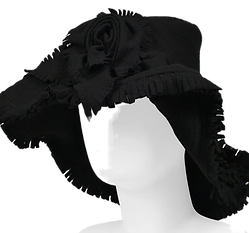 JUNYA WATANABE BLACK FELT FRINGED HAT WITH ROSE