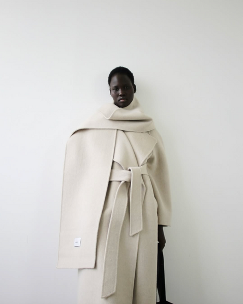 Double mohair wrap scarf coat.