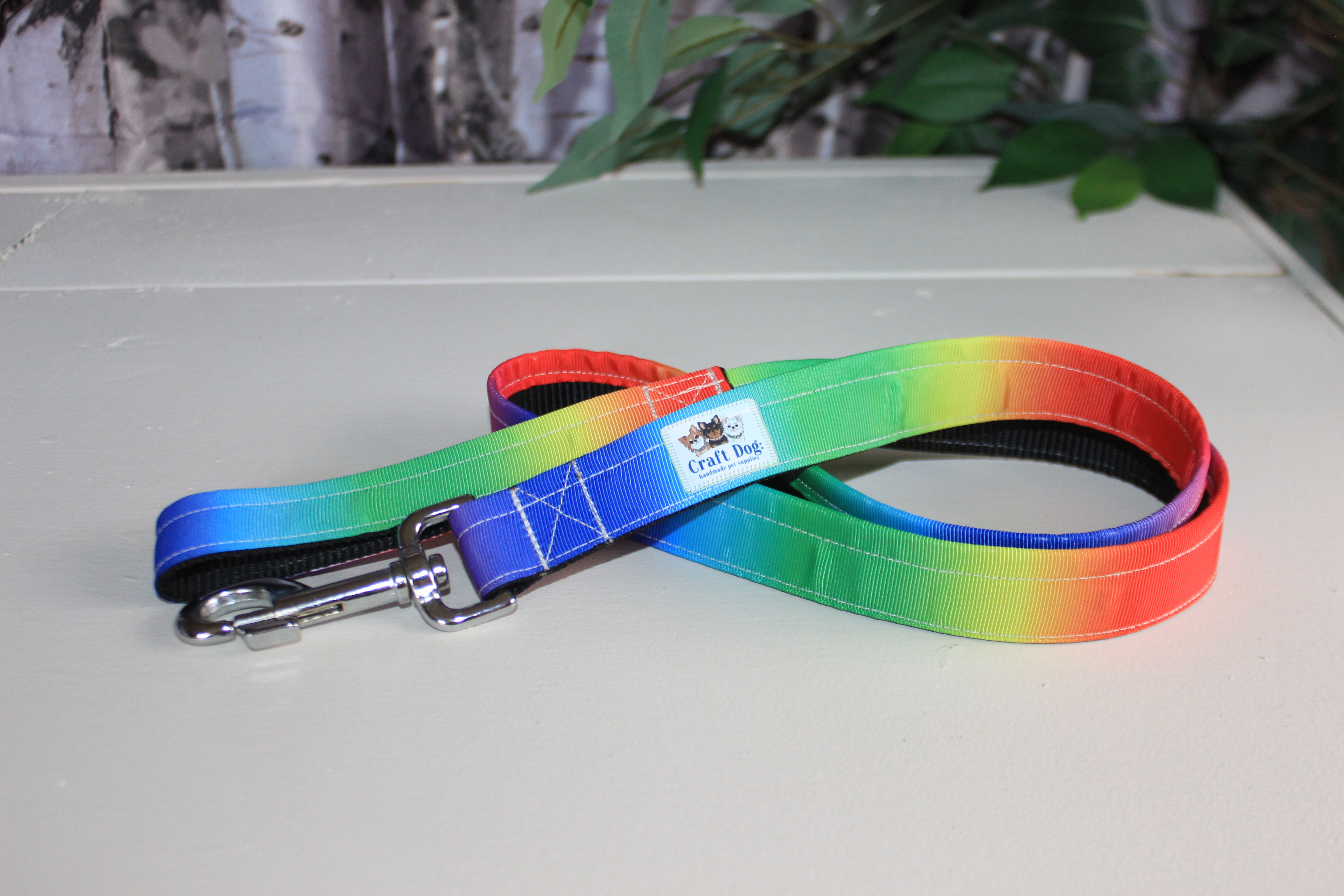 1" wide - SNAP HOOK Leash -- RAINBOW