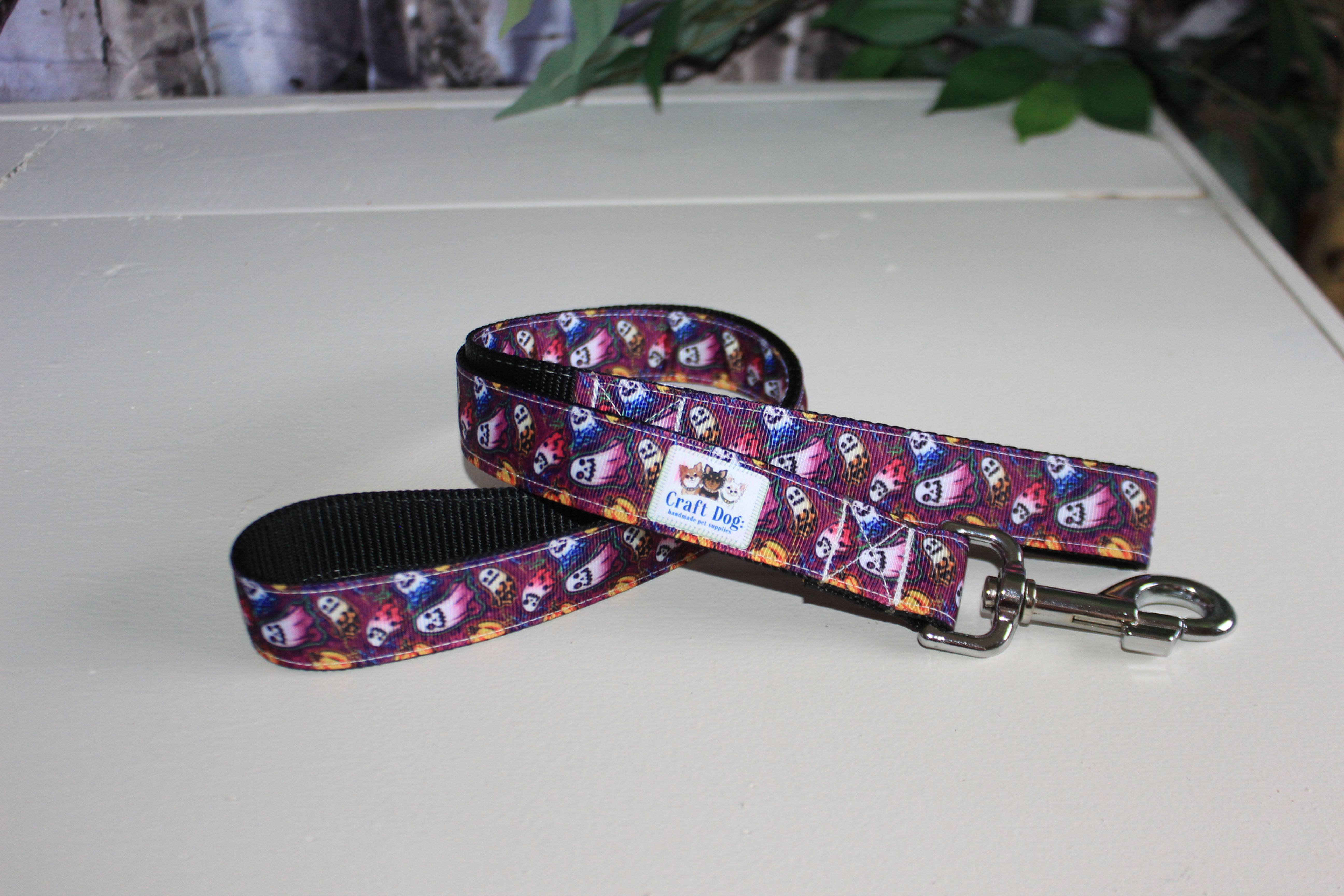 1" wide - SNAP HOOK Leash -- PURPLE GHOST