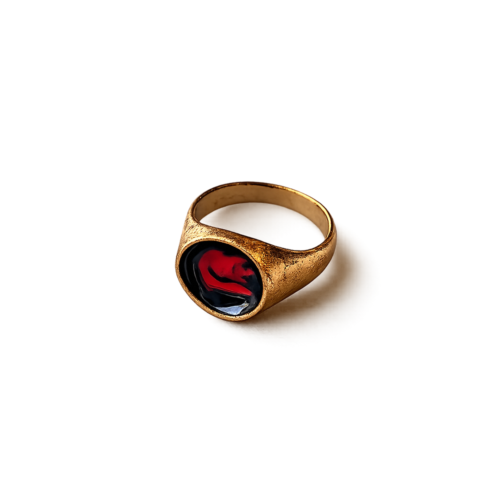 Sıcak Mine İşlemeli Bronz Yüzük