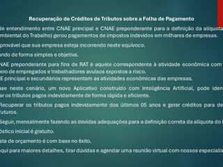 Recuperação de Créditos de Tributos de Folha de Pagamento