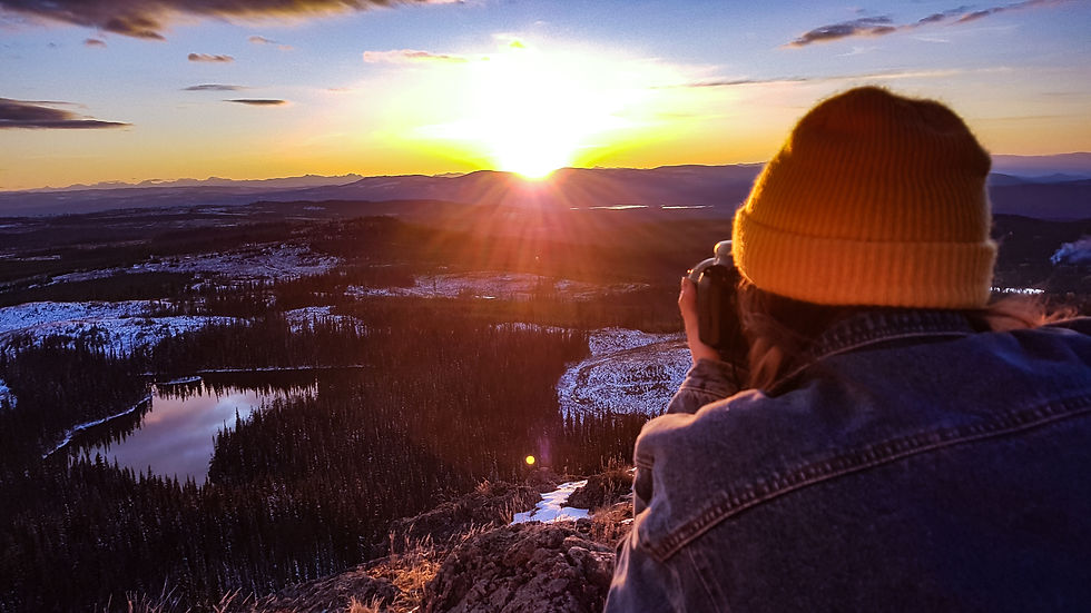 Photographer at scenic lookout
