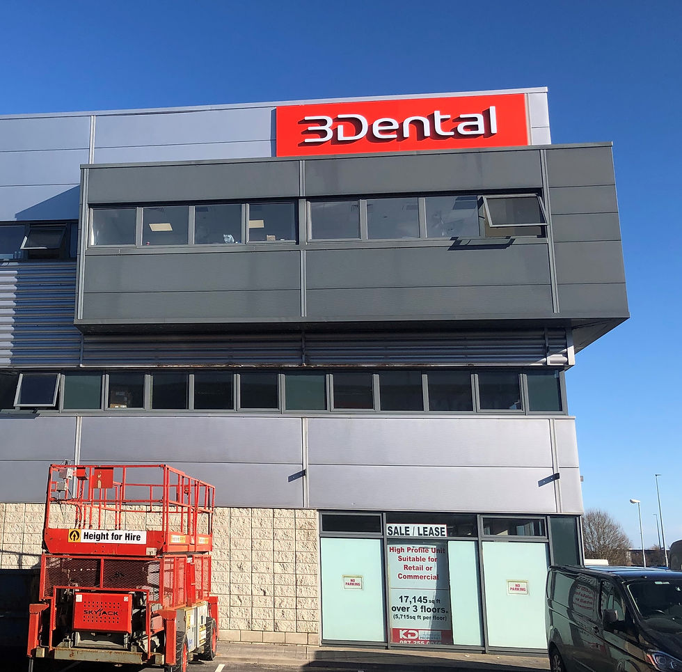 3Dental built uip letters on sign tray