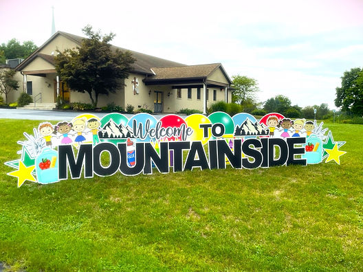 Cut Out Sign that says Welcome to Mountainside Preschool
