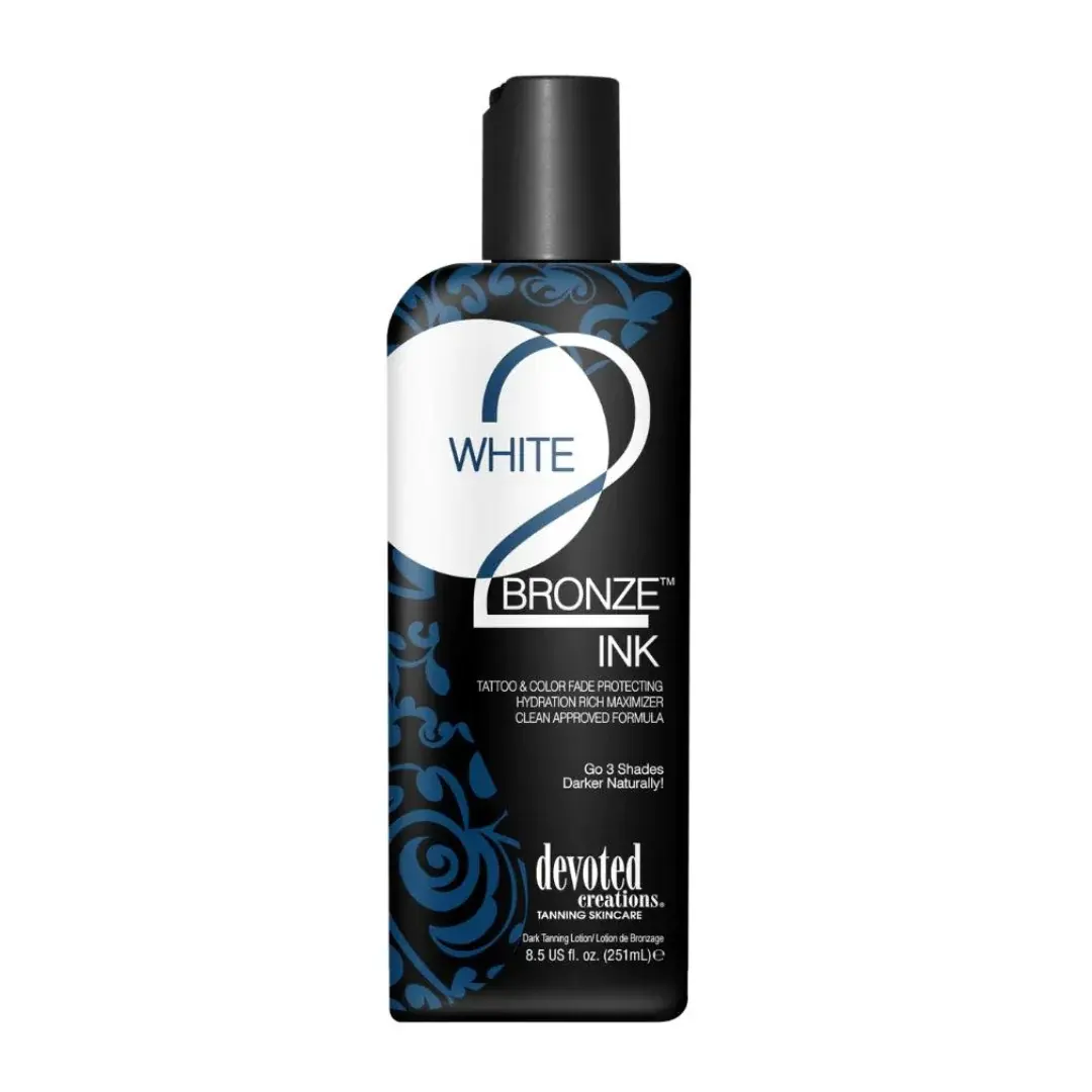 Devoted Creations WHITE 2 (Black) BRONZE - INK - Tattoo Protecting Tan Maximizer