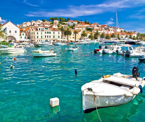 Hvar Croatia harbor boats turquoise water Dalmatian Coast Croatia
