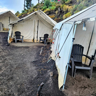 Canvas tent at Acatenango Volcano base camp in Guatemala