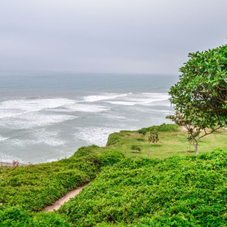 View of the Pacific Ocean from the Malecón promenade in Miraflores Lima Peru