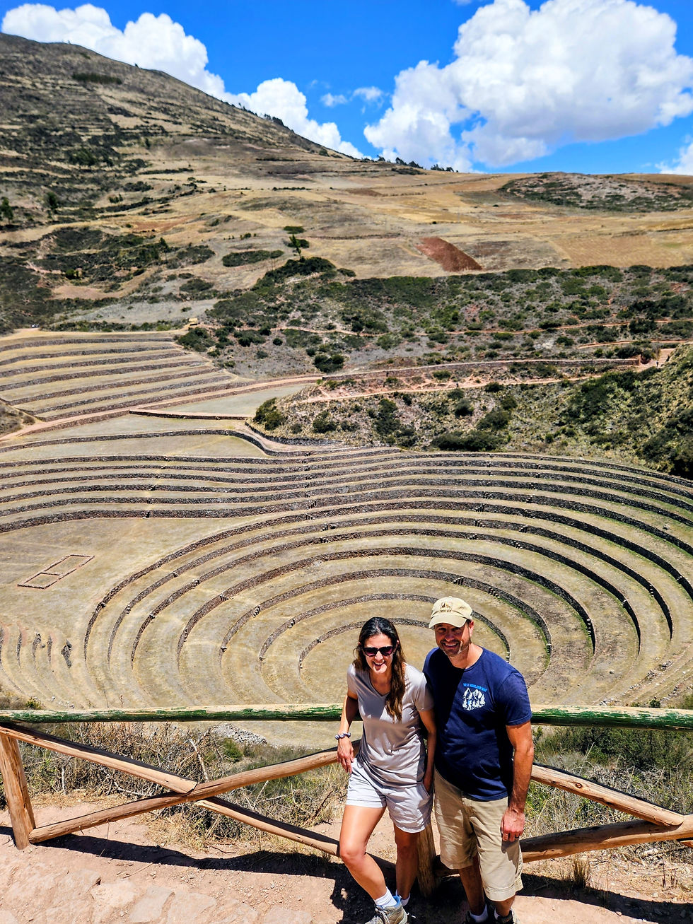 Travel advisor and husband at Moray terraces Sacred Valley Peru