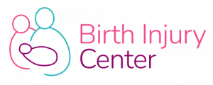 Stylized logo of two outlined figures in teal and pink, with the text "Birth Injury Center" in matching colors, conveying support and care.