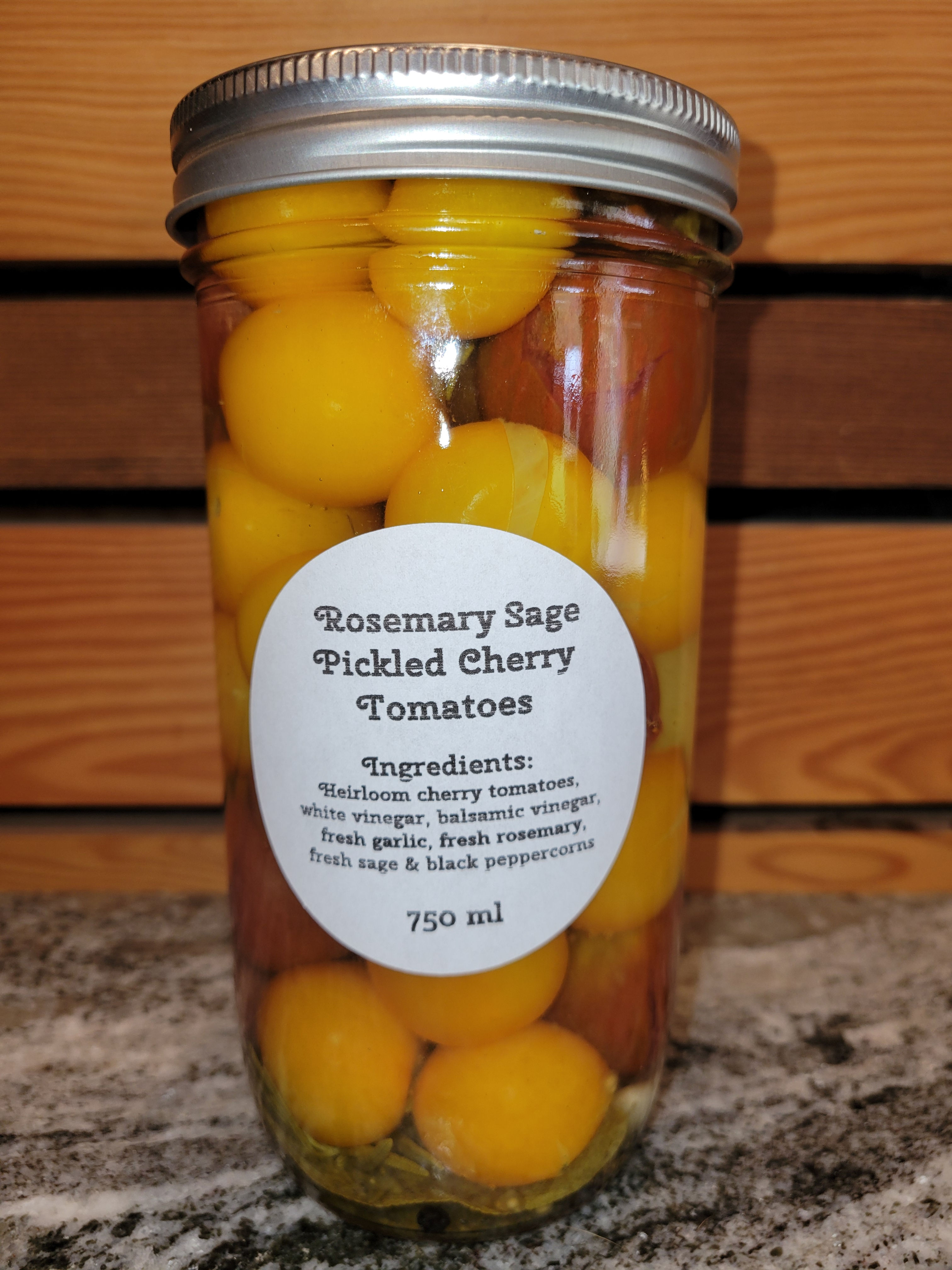 Rosemary Sage Pickled Heirloom Cherry Tomatoes 750ml