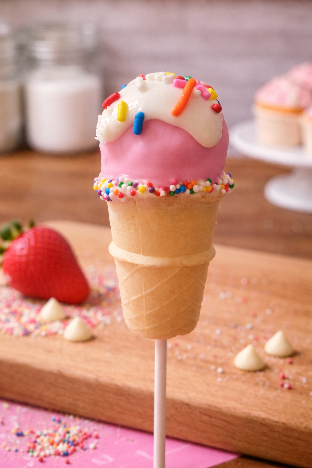Strawberry Ice Cream Cake Pop
