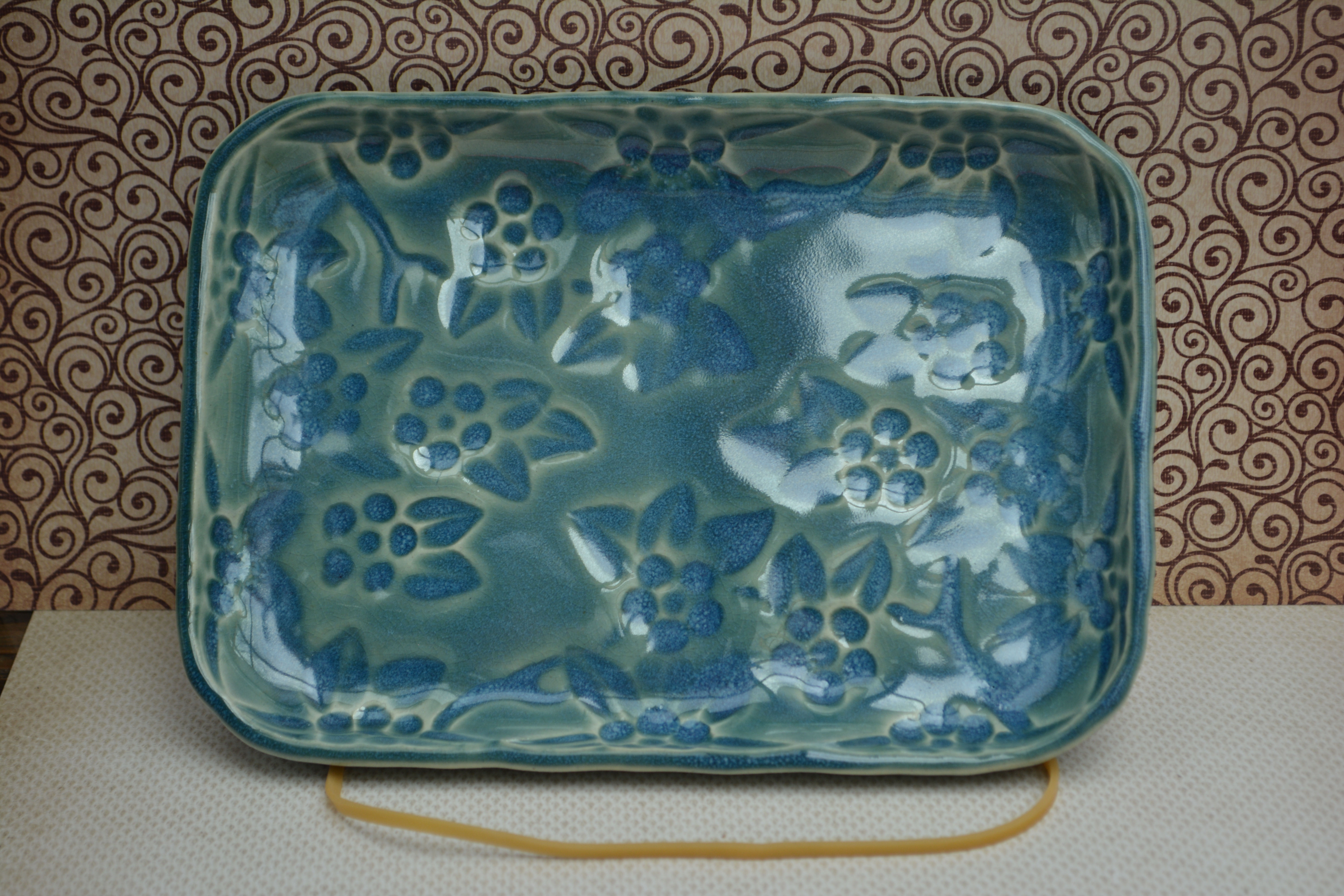 Textured Flower Platter - Blue