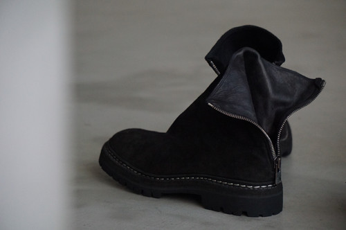 靴 GUIDI BACK ZIP BOOT GUIDI Back Zip Boots Double Sole Wide Model （Black） - Osaka