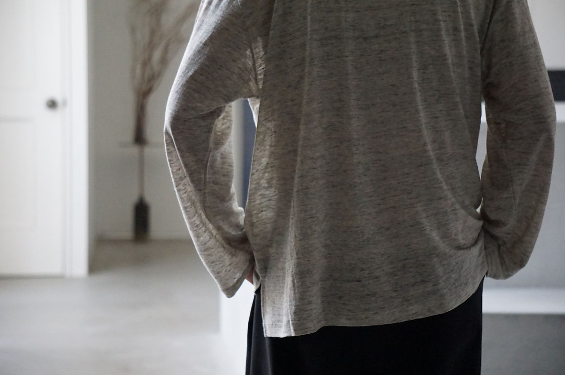 MAATEE&SONS Linen Long Sleeve Boat Tee (Top Gray) | unum