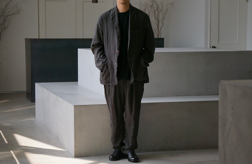 Maatee&Sons リネンセットアップ MAATEE&SONS Linen Garment Dyed Musou Jacket (Sumi) | unum