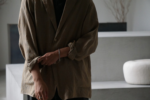 MAATEE&SONS Linen Silk Shambray Shirt Jacket (Pistachio) | unum