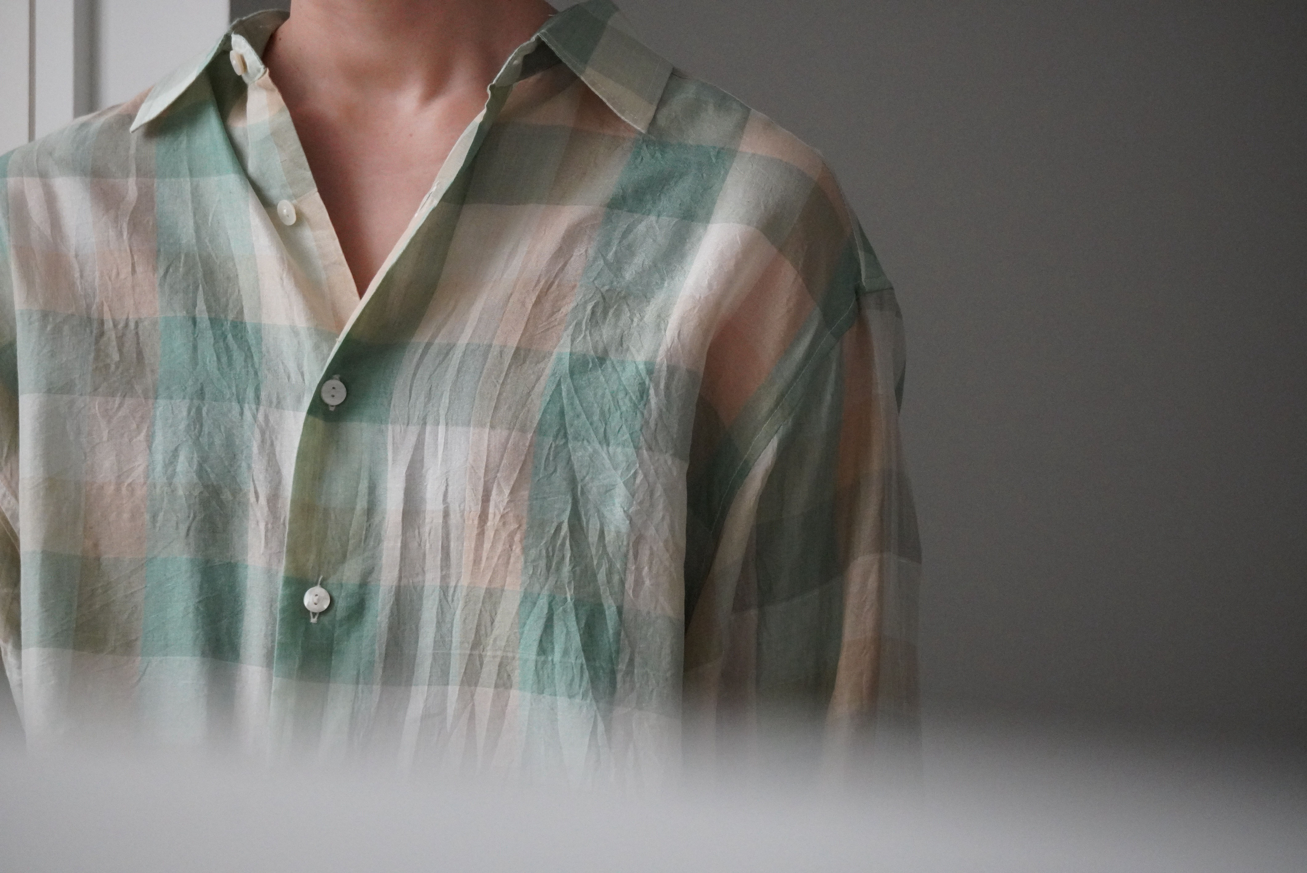 Pau thongvird "ANLI" Silk Check Shirt (Green)
