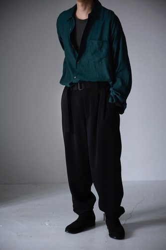 WIRROW Cavalry Twill Belted Pants (Black) | unum