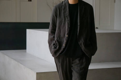 MAATEE&SONS Linen Garment Dyed Musou Jacket (Sumi) | unum