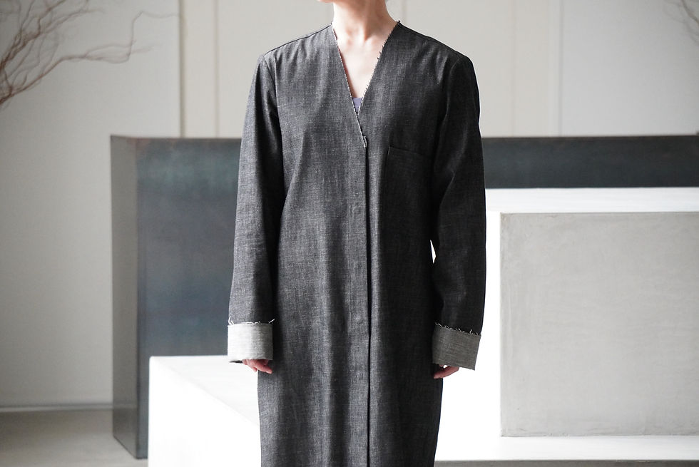 サムネイル： GABRIELA COLL GARMENTS  Denim Long Sleeve Snap Dress (Black)