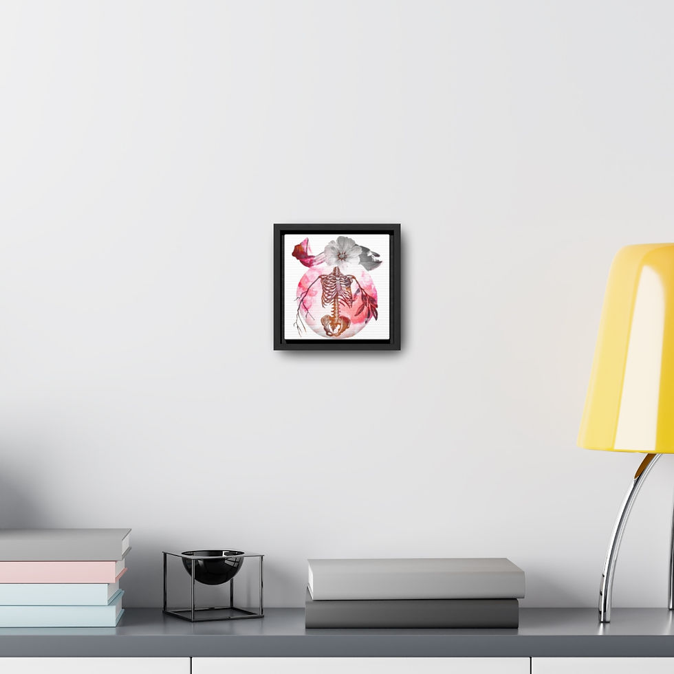 Thumbnail: Bone Flora Red -Gallery Canvas Wraps, Square Frame
