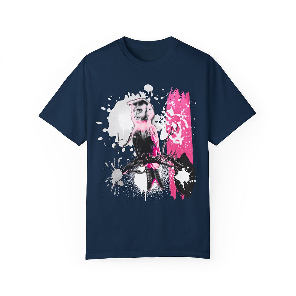 Thumbnail: Pink Monkey Bird- Unisex Garment-Dyed T-shirt