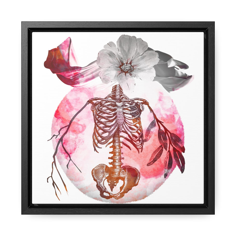 Thumbnail: Bone Flora Red -Gallery Canvas Wraps, Square Frame