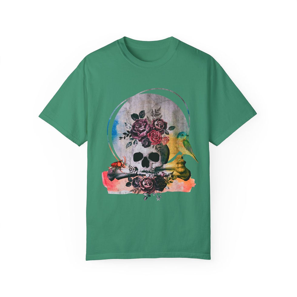 Thumbnail: Skull and Roses - Unisex Garment-Dyed T-shirt