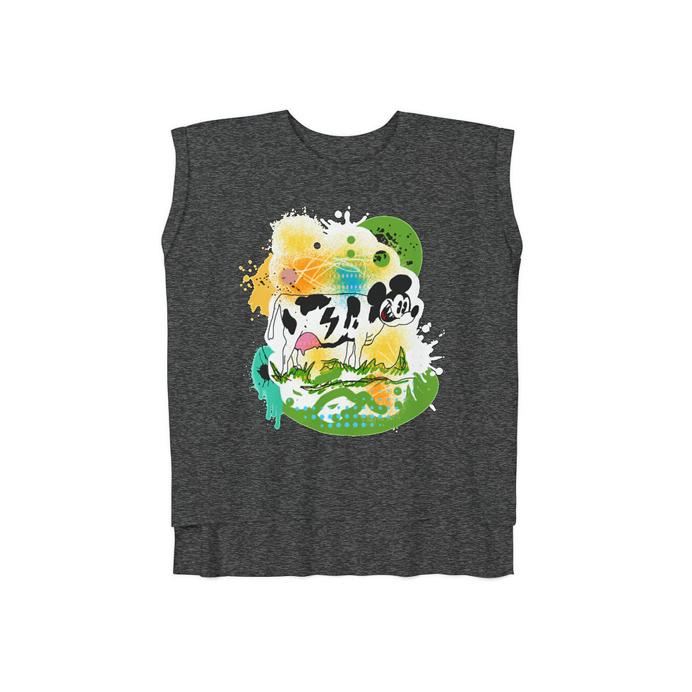 Thumbnail: Mickey Mouse Has Grown Up A Cow -Women’s Flowy Rolled Cuffs Muscle Tee