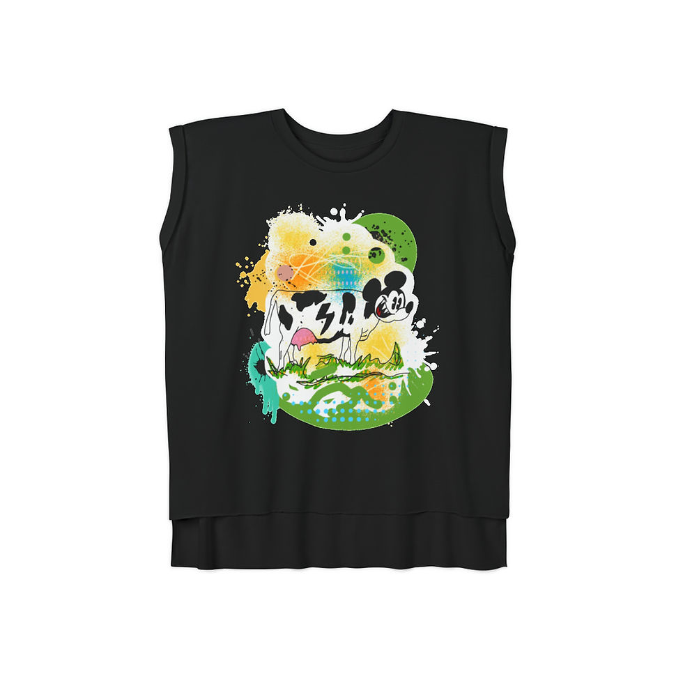 Thumbnail: Mickey Mouse Has Grown Up A Cow -Women’s Flowy Rolled Cuffs Muscle Tee