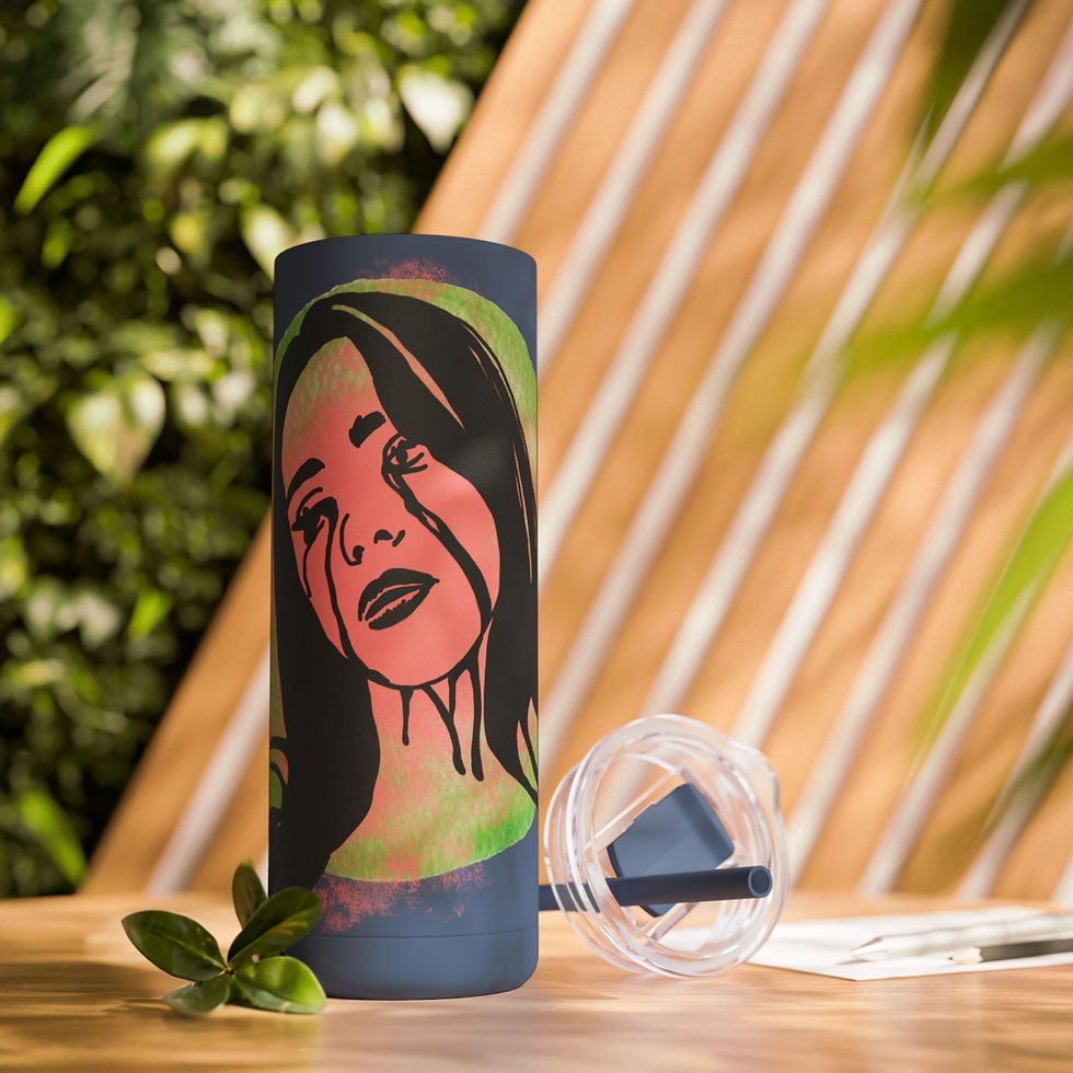 Thumbnail: Billie Eilish fan art -Maars Maker Skinny Matte Tumbler, 20oz