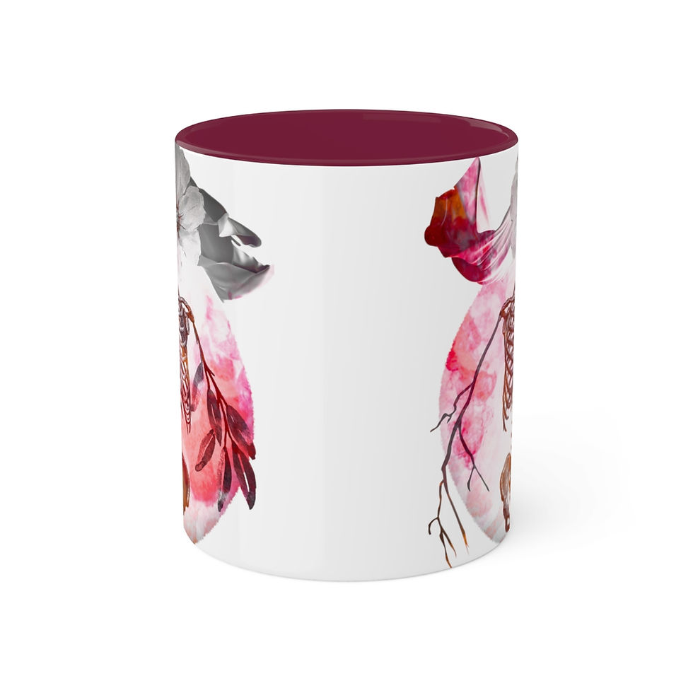 Thumbnail: Bone Flora Red -Two-Tone Coffee Mugs, 11oz