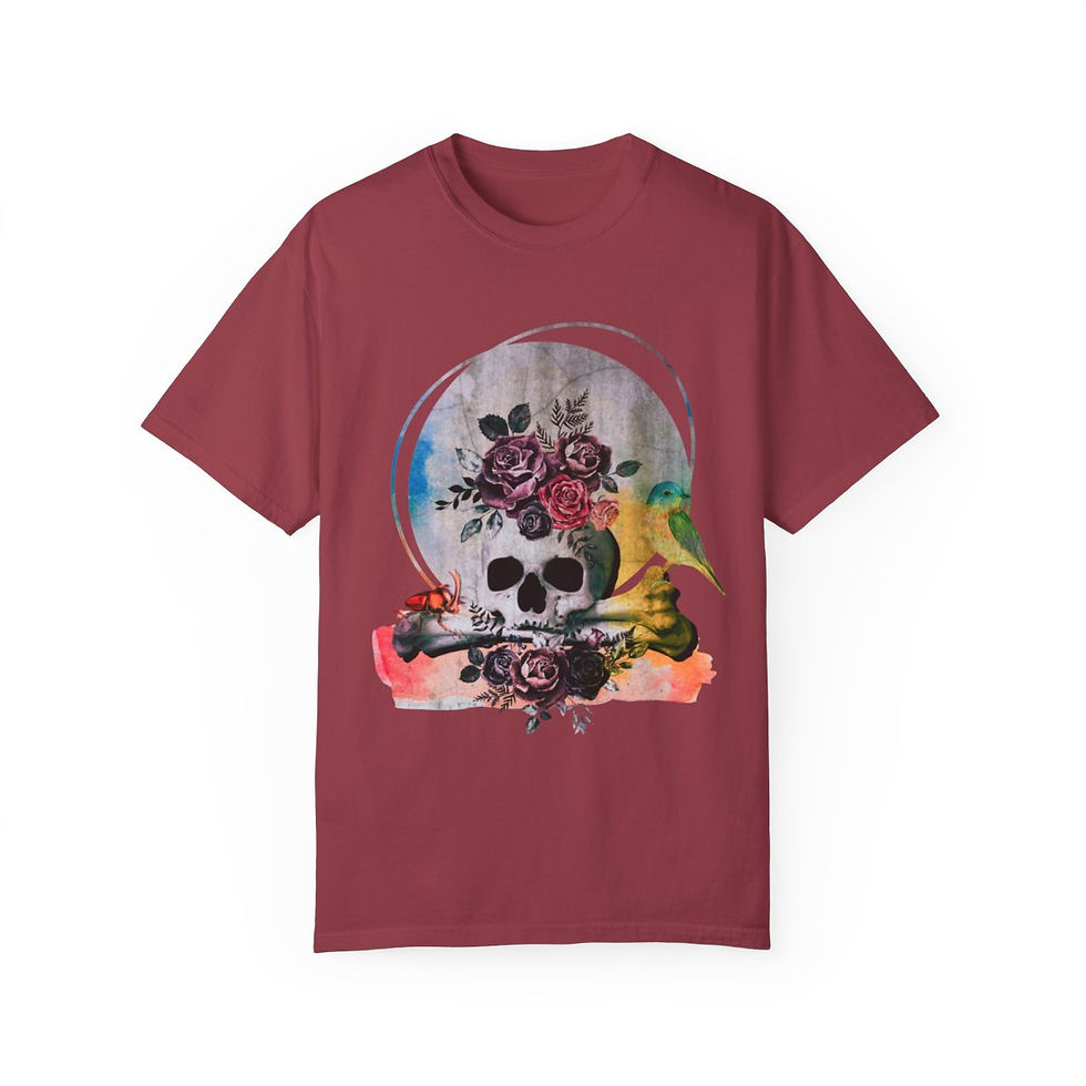 Thumbnail: Skull and Roses - Unisex Garment-Dyed T-shirt